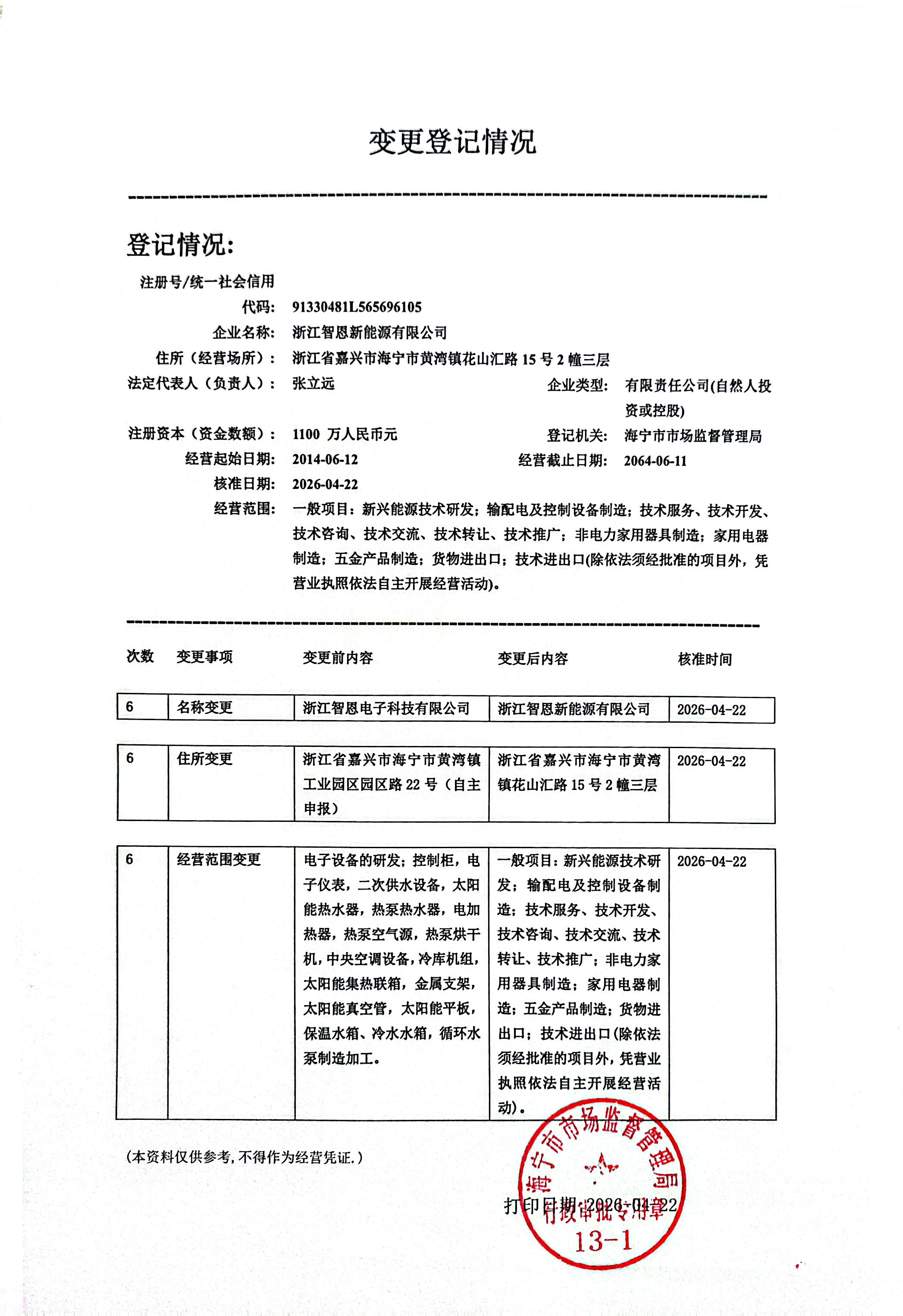 浙江智恩電子科技有限公司名稱變更通知